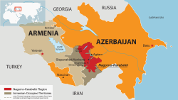 Тоолуу Карабак жана анын тегерек четинин картасы.