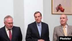 Armenia - OSCE Minsk Group Co-Chairs (from L to R) Igor Popov (Russia), Robert Bradtke (USA) and Bernard Fassier (France), Yereva,03Jul,2010