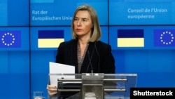 Моґеріні поспілкувалась з журналістами перед початком переговорів глав МЗС у Брюсселі