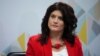 Українська письменниця, радіоведуча, правозахисниця Лариса Денисенко під час брифінгу. Київ, 14 березня 2017 року