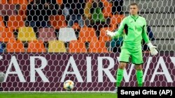 З Андрієм Луніним (на фото) на воротах молодіжна збірна України в 2019 році виграла чемпіонат світу