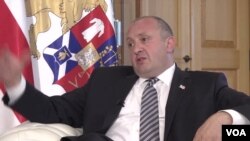 U.S. Vice President Mike Pence "mentioned that the future of Georgia will be in NATO and that the U.S. is backing up the 2008 NATO summit decision on future prospects of Georgia,” President Giorgi Margvelashvili (above) told VOA.