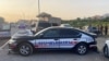 Armenia- A police car damaged in an accident in Ararat province, June 8, 2025.