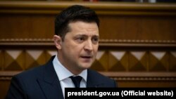 Президент України Володимир Зеленський під час щорічного послання до Верховної Ради, 1 грудня 2021 року
