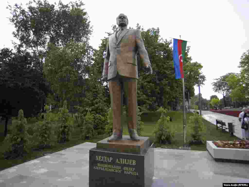 This statue of Heydar Aliyev was unveiled in Belgrade, Serbia, in June 2011. 