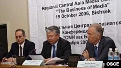Markus Mueller (right) in 2006, when he was head of the OSCE Center in Bishkek